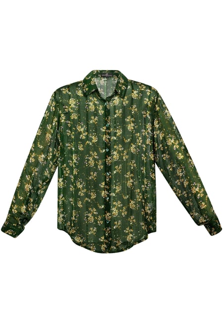 Blouse floral print green 2