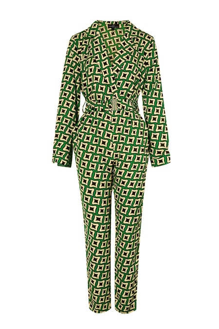 Jumpsuit retro print green 2