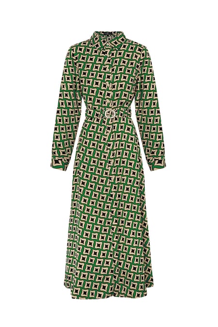 Maxi dress retro print green 2