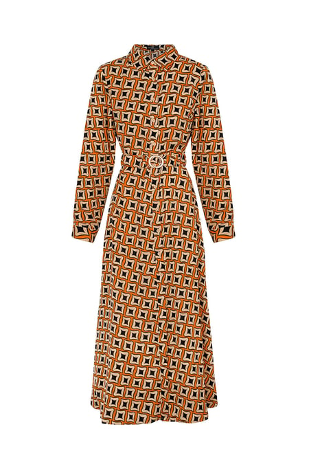 Maxi dress retro print orange 2