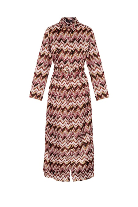 Maxi dress zigzag print beige 2