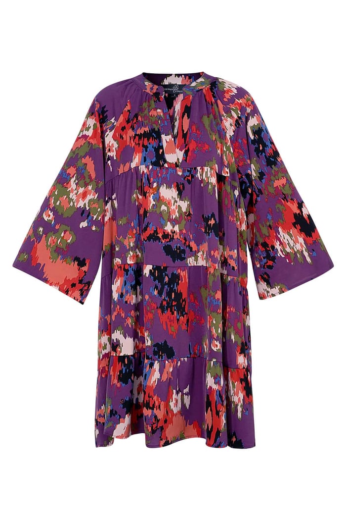 Dress three quarter sleeves print purple 