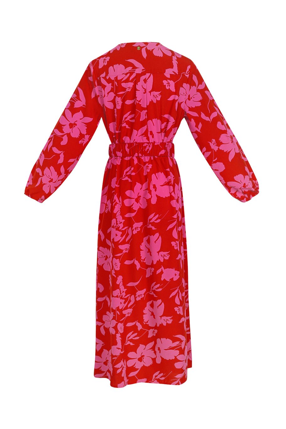 Maxi jurk bloemenprint roze rood Afbeelding2