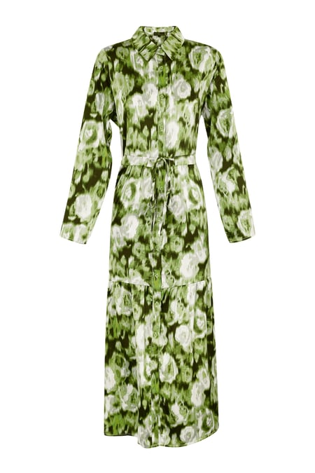 Maxi dress floral print green 2