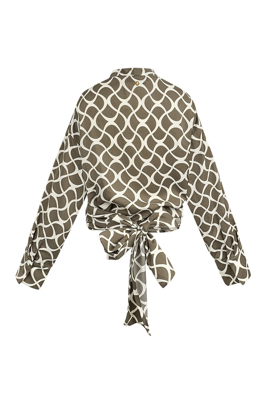 Wickelbluse mit ästhetischem Druck – Beige h5Bild9