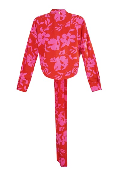 Chemisier cache-cœur imprimé fleuri rose rouge h5 Image2