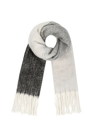 Colored basic scarf with strings - black and white h5 