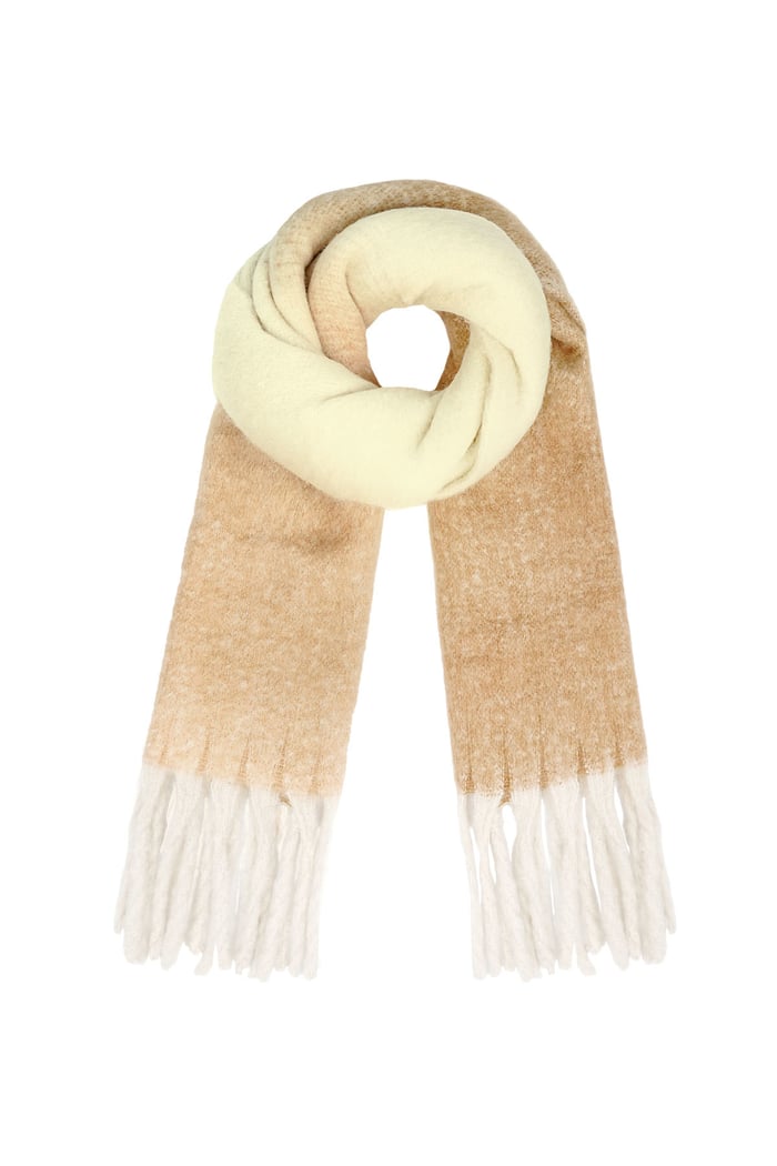 Colored basic scarf with strings - beige 