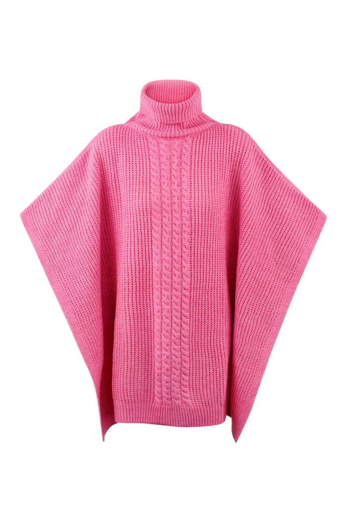 Einfach gestrickter Poncho – Fuchsia 