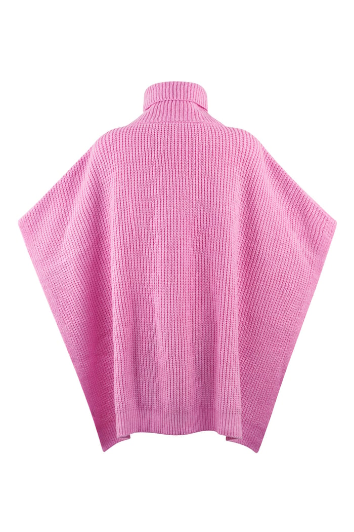 Plain knitted poncho - pink Picture5