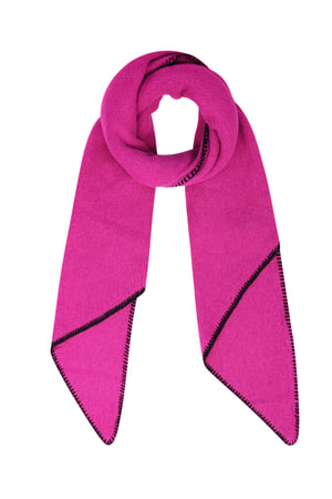 Winterschal einfarbig mit schwarzen Nähten - Fuchsia h5 