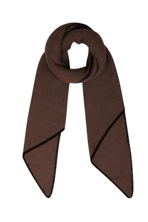 Single-colored winter scarf with black stitching - brown h5 