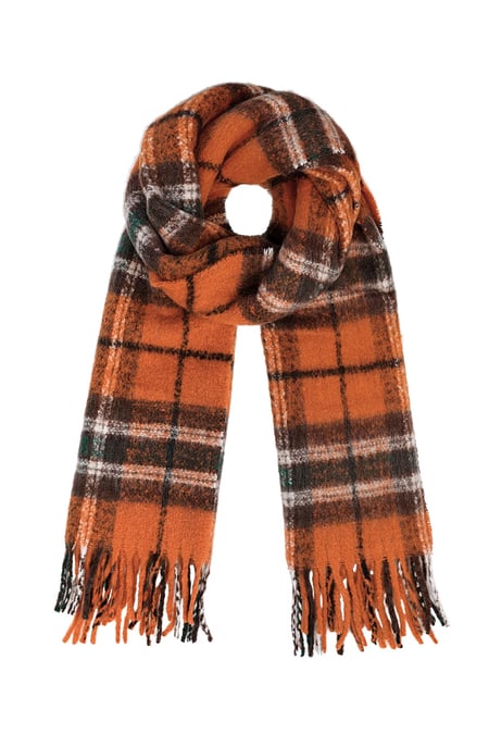 Scarf colorful check - orange