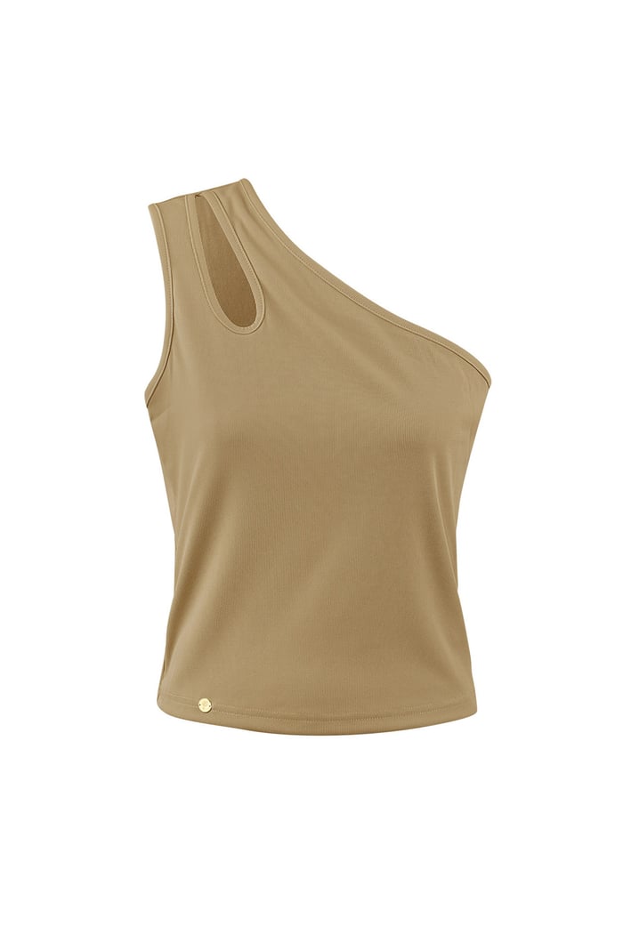 One shoulder top - beige - S 