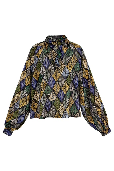 Blouse autumn print green multi 2