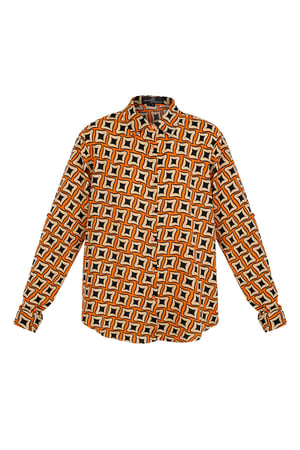 Blouse retro print - orange h5 