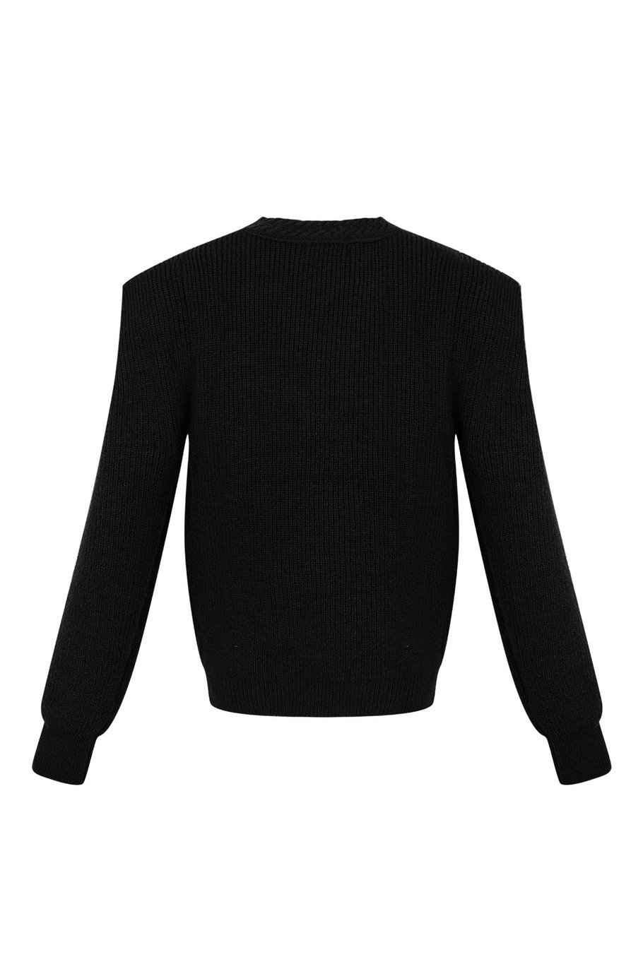 Pull tricoté col V - noir Image8