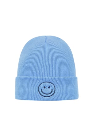 Colorful beanie with smiley - blue h5 