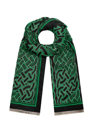 Scarf with luxurious print - green h5 