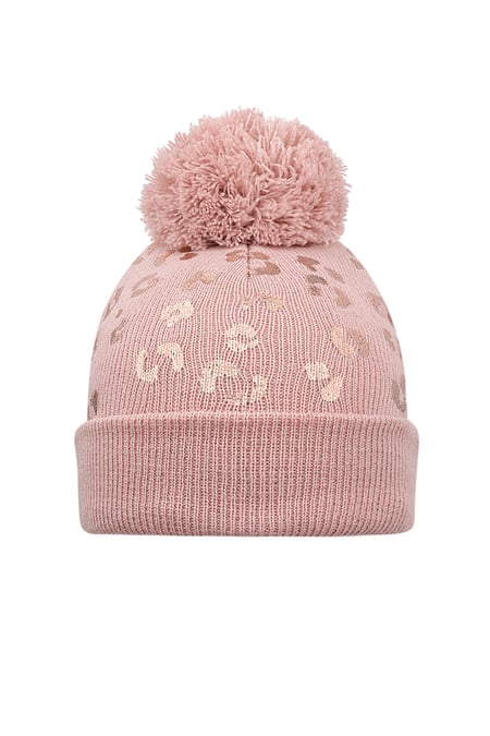 Tiger print pompom hat - pink