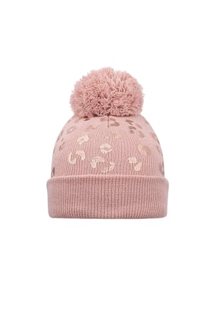 Hat tiger print pompom child - pink h5 