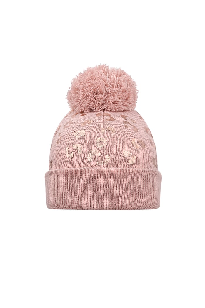 Hat tiger print pompom child - pink 