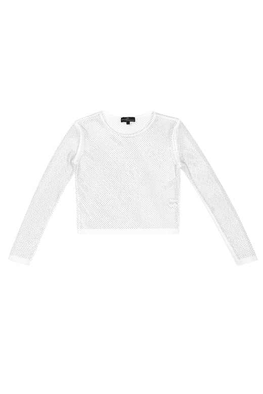 Sparkly long sleeve top - white - S