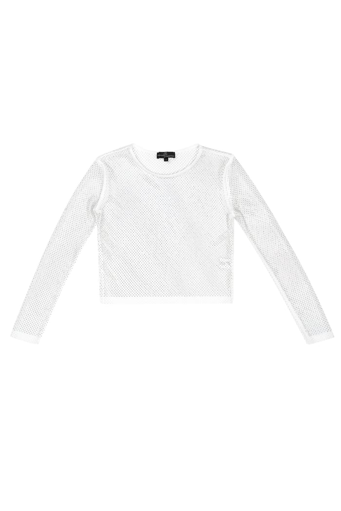 Sparkly long sleeve top - white - S 