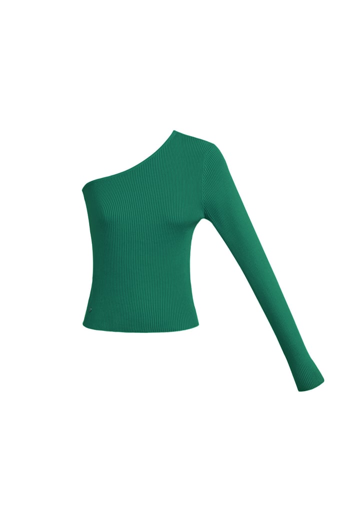 Warm knitted one-shoulder top - green 