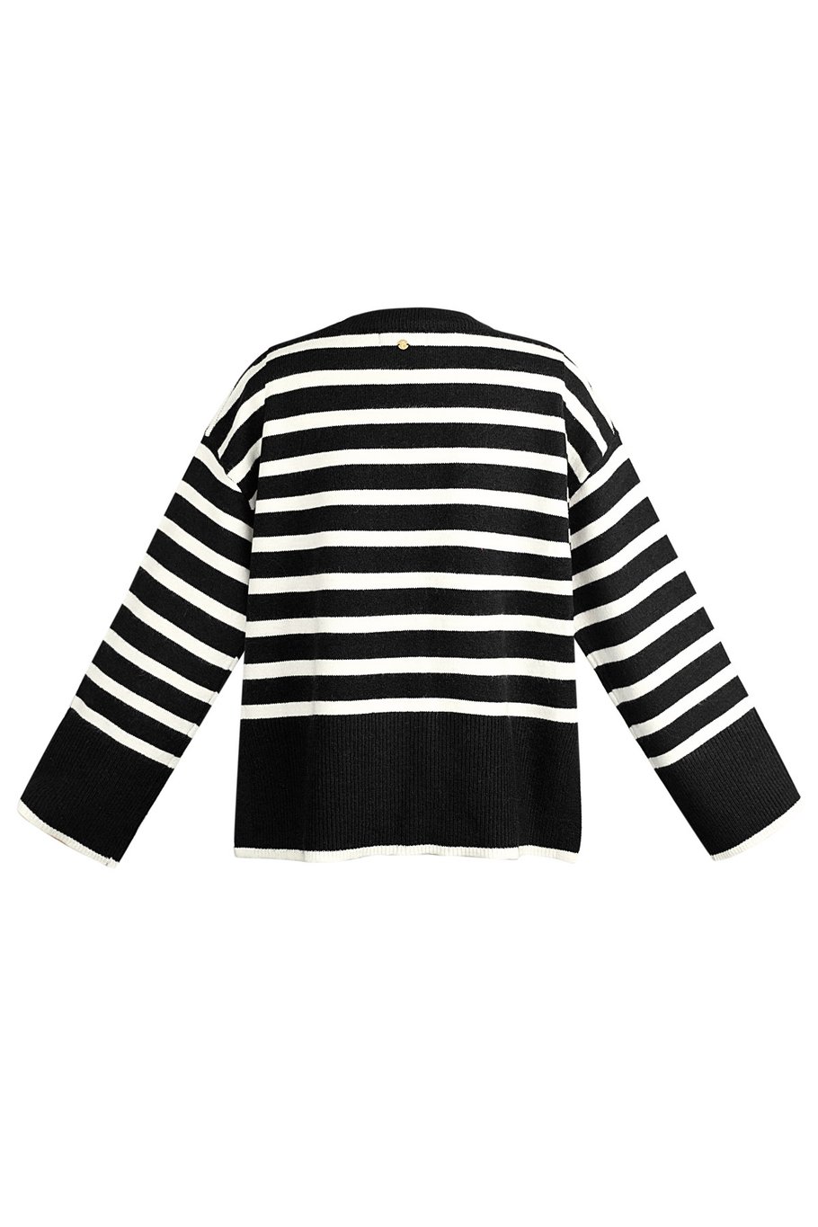Maglione a righe larghe lavorato a maglia e maniche svasate - nero Immagine8
