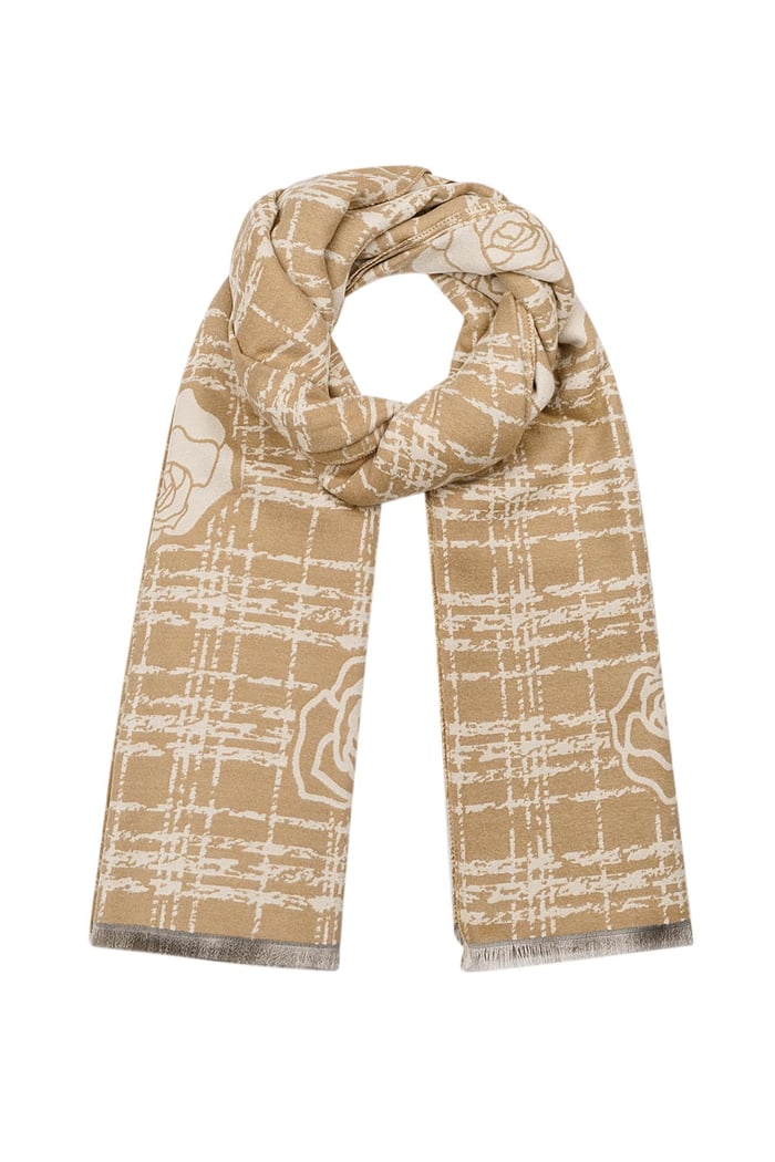 Winterschal mit Rosendetail – Beige 