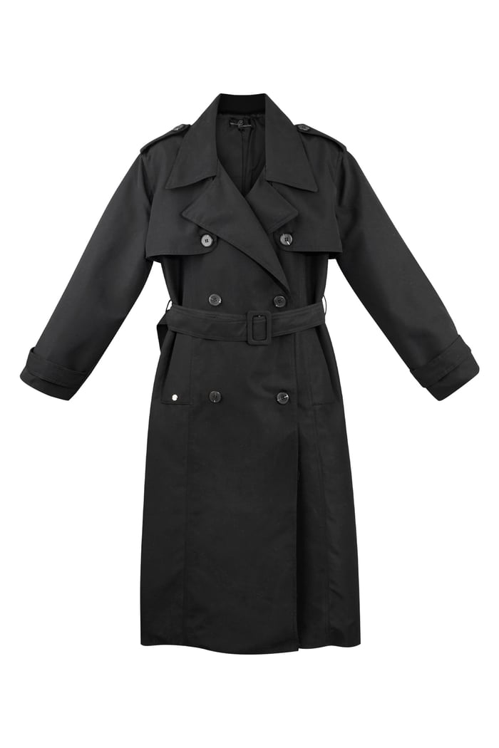 Long basic trench coat - black S 