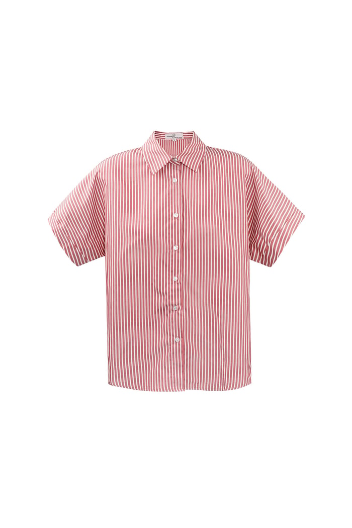 Striped blouse with short sleeves - red  