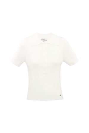 Basic polo half button up small/medium - white h5 