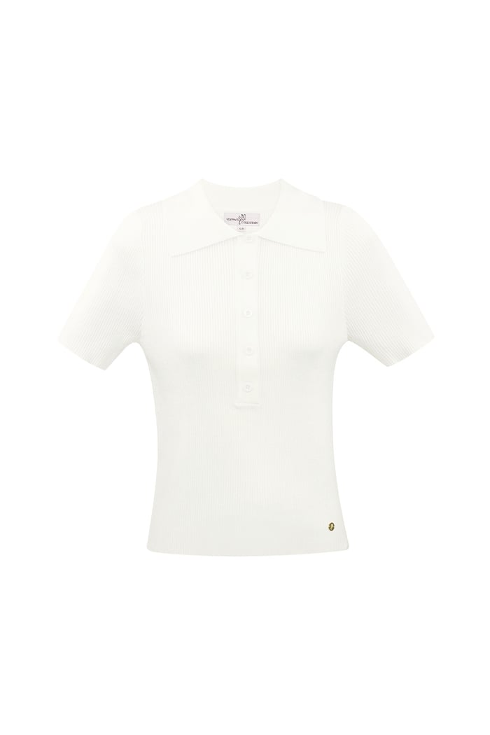 Basic polo half button up small/medium - white 