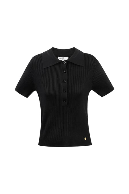 Basic polo half button up small/medium - black 2