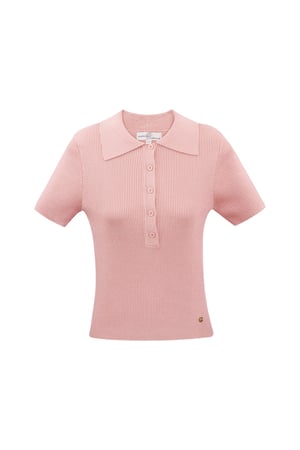 Basic-Poloshirt mit halber Knopfleiste, klein/mittelgroß – Rosa h5 