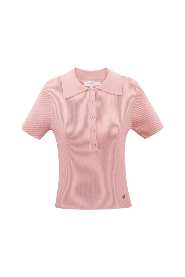 Basic-Poloshirt mit halber Knopfleiste, klein/mittelgroß – Rosa 