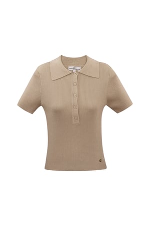 Basic polo half button up small/medium - beige h5 