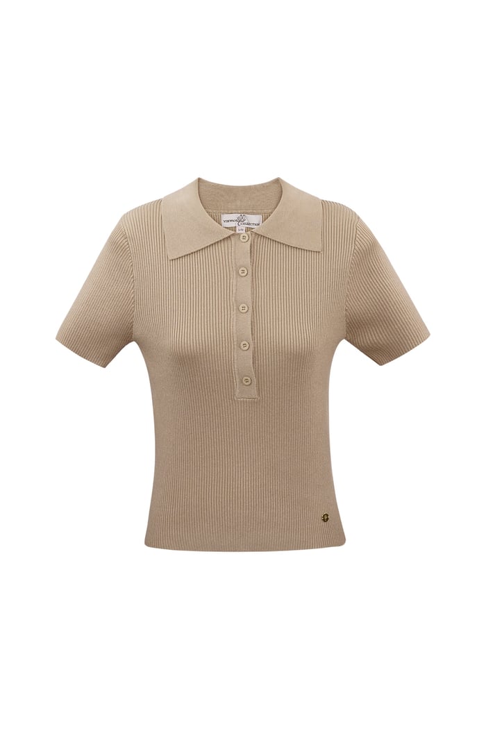 Basic polo half button up small/medium - beige 