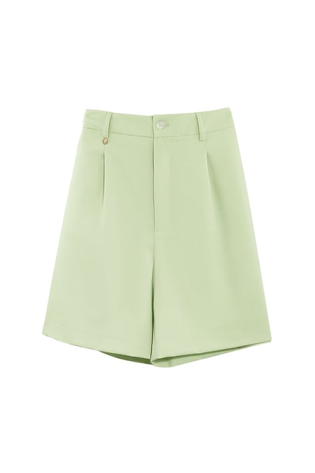 Shorts with pleats - green  2