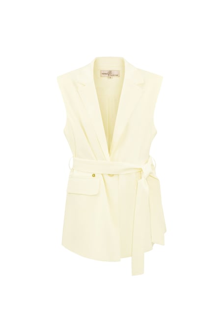 Waistcoat with elastic belt - cream  2