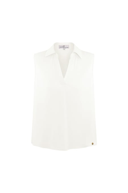 Blouse sans manches col V - blanc  2