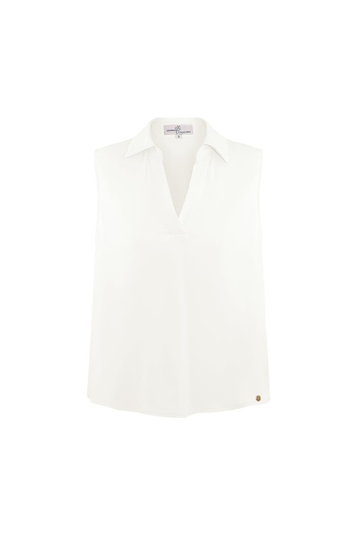 Sleeveless blouse with v-neck - white  