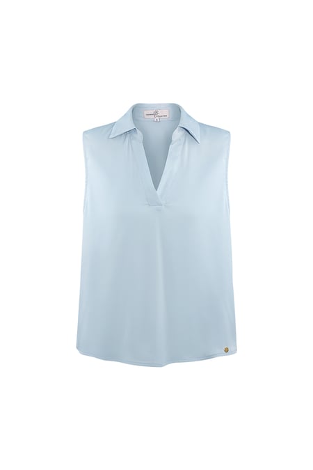 Sleeveless blouse with v-neck - light blue  2