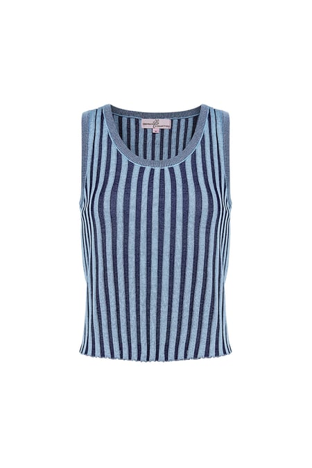 Sleeveless, striped top large – blue 2