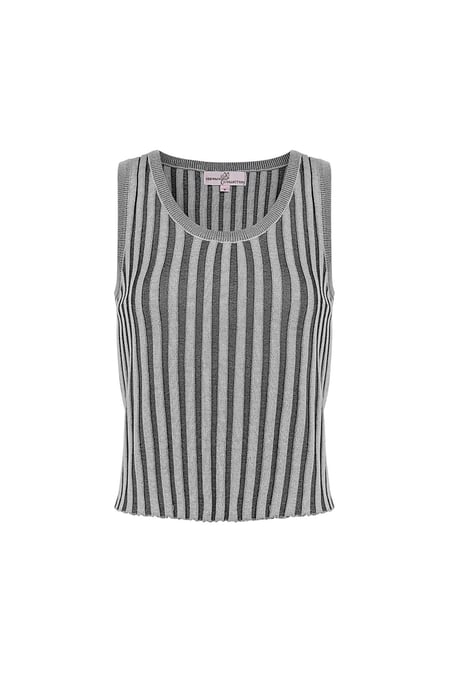 Sleeveless, striped top small – gray 2