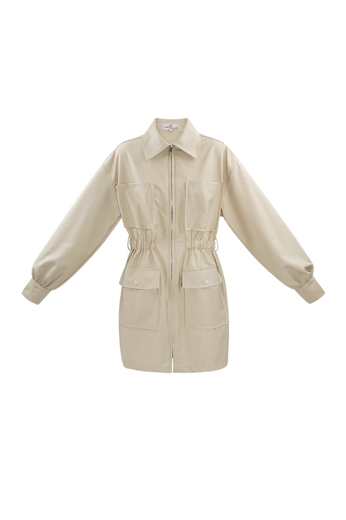 Langärmliger Playsuit – Beige  