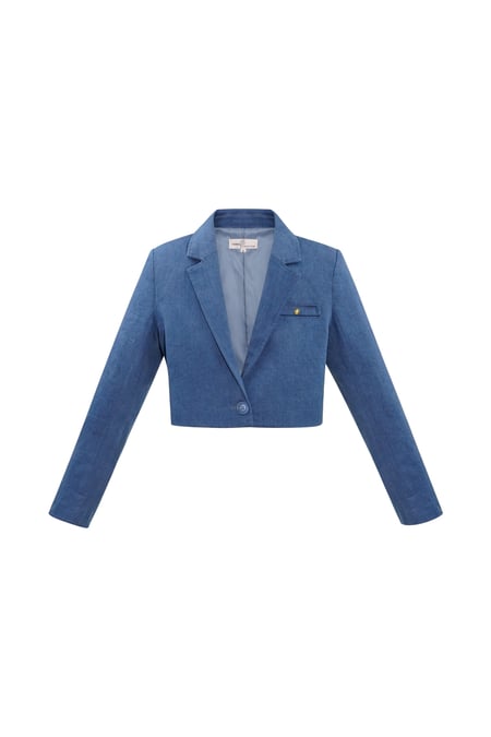 Denim cropped blazer - blue  2