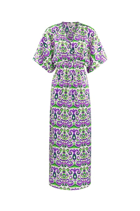 Long dress with print - green/purple 2